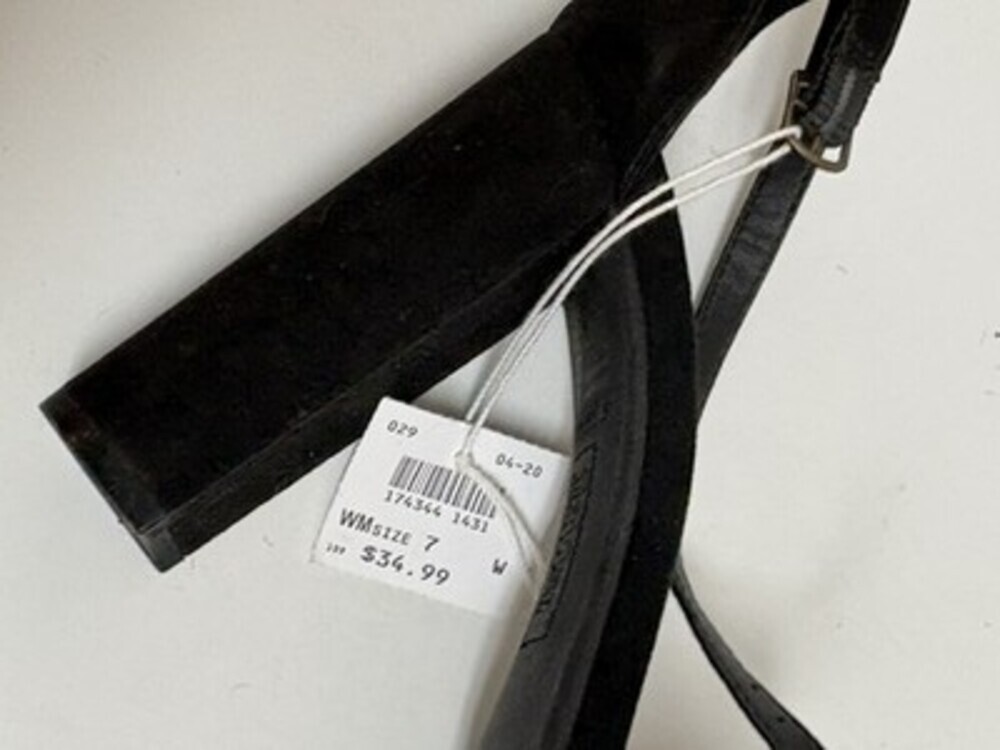 BRASHI Women’s Block Heel Sandals – Size 7, Black Suede Ankle Strap Dress Shoes - Picture 8 of 9